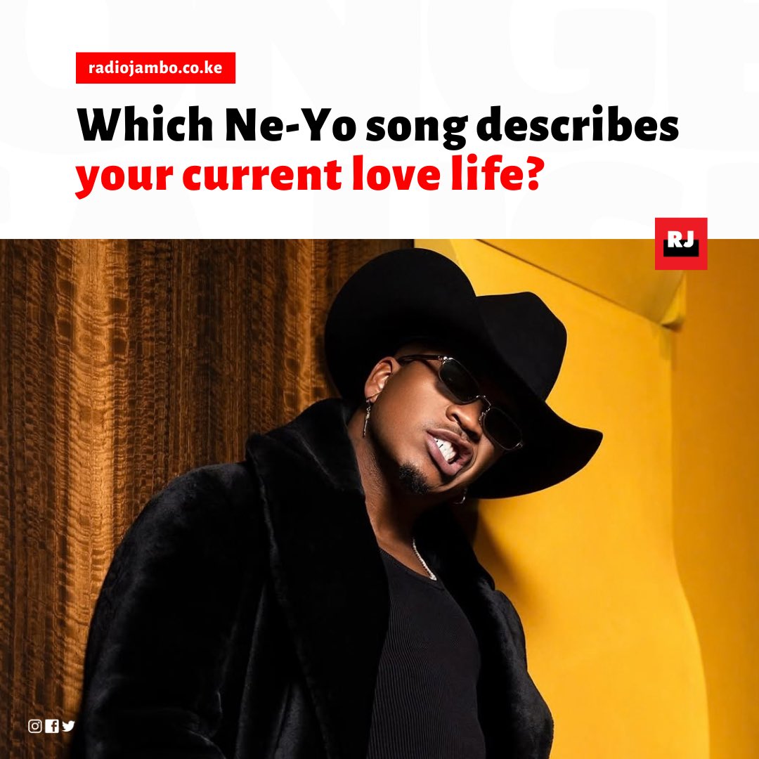 RadioJamboKenya's tweet photo. Which Ne-Yo song describes your current love life? Be honest!!! 😻
As admin, yangu ni; Let Me Love You 😄😄
📍 Ulinzi Sports Stadium
📅 20th October
🎟️ Gold: KSh 15,000 | Platinum: KSh 40,000
🎫 Limited tickets available via https://t.co/KRl2NaPKsZ
#OneNightOnlyKE #NeYoNairobi https://t.co/NeG8BU8zLZ
