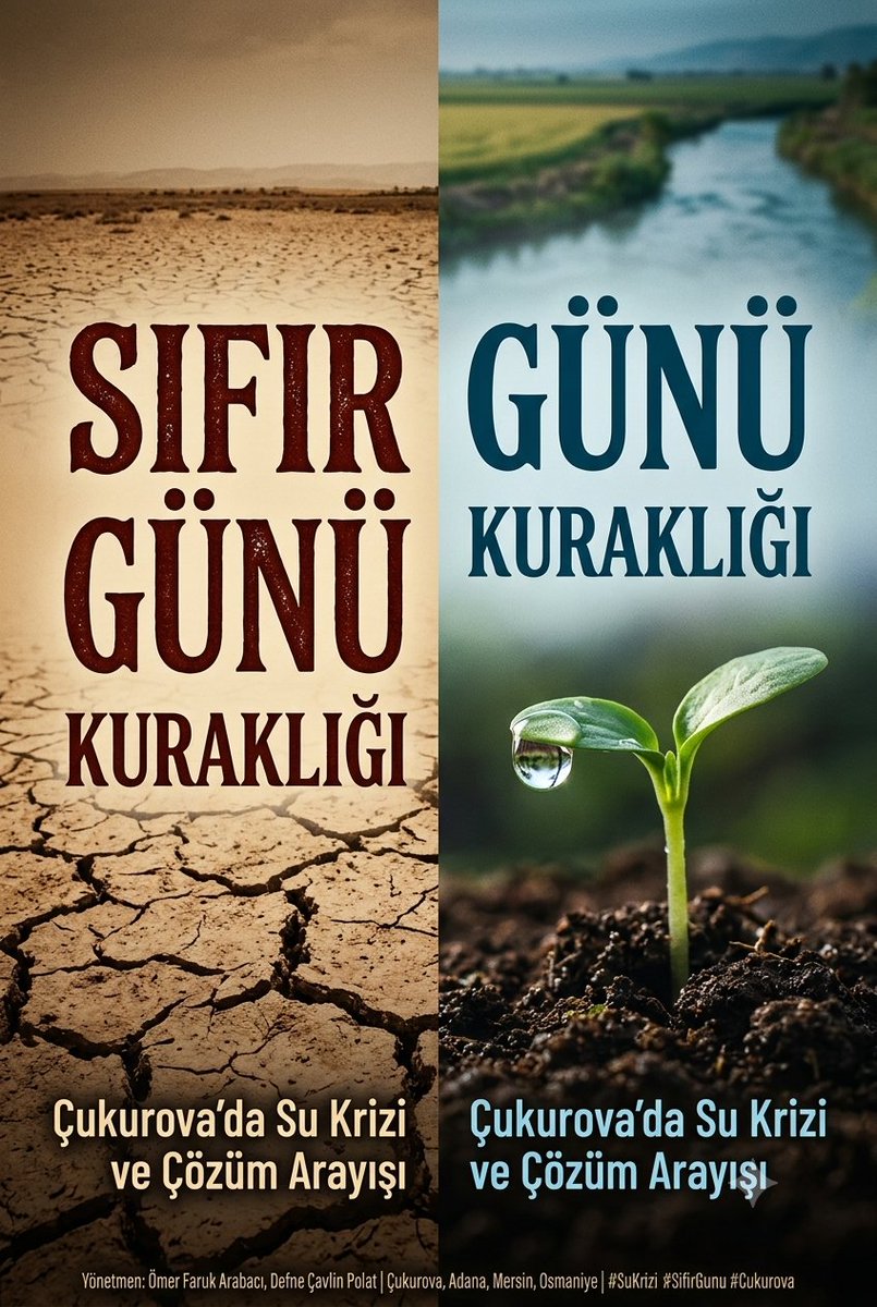 Omrfrkrbc's tweet photo. Sayın @EmineErdogan, Çukurova (Adana, Mersin, Osmaniye) bölgesinde iklim değişikliği ve su krizini ele alan "Sıfır Günü Kuraklığı" belgesel projemizi bilgilerinize sunuyoruz. Sıfır Atık Vakfı’nın sürdürülebilirlik yaklaşımıyla ortak bir farkındalık zemini kurmayı hedefliyoruz. https://t.co/QYfMlmtoMA