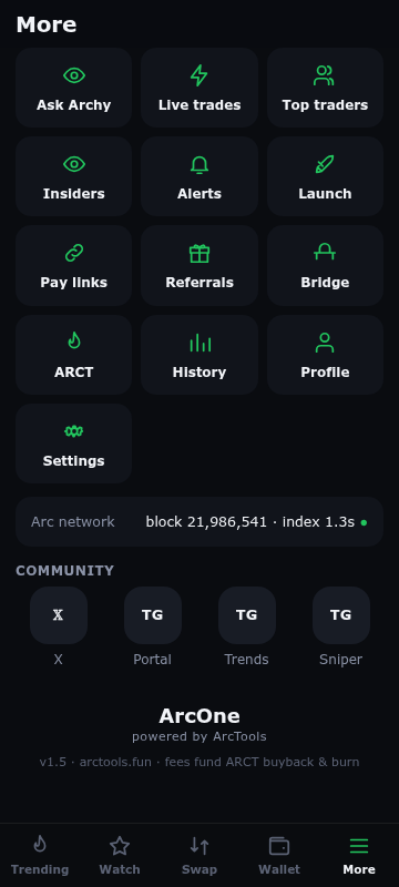 ArcToolsBackup's tweet photo. [JUST IN] 🚨:
The First Mobile App on the @ARC Chain.  @samconnerone @jerallaire @sadiq_u_know @bobbilee @ArcDEXScan 

Offcial Link to download & Install 
https://t.co/9yQ6QO4J6F 🚨

ArcOne is live on Android. ✅👀🔥

The ArcTools terminal and a wallet, in your pocket — every Arc launchpad in one list, one-tap buys with the amount you pick, live candles, and the sell simulation before you buy. The key is generated on your phone and never leaves it.

✅Inside the app, not a browser tab: Launch a token, Pay links (send USDC with a link, or claim one), Referrals, ARCT staking, Live trades, Top traders, Insiders, Alerts — and Archy, if you have a question.

✅Download straight from https://t.co/LZH71CXr7B. Signed APK, Android 7+. The app tells you when a new build is out.

✅Google Play: the listing questionnaire has been submitted; we will post when it goes through. Until then the direct download is the way in — the same file, the same signature.

✅iPhone: Apple allows no installs outside the App Store. Open https://t.co/wxkYShEQgV in Safari, Share → Add to Home Screen.

ArcOne · powered by ArcTools ⚙️