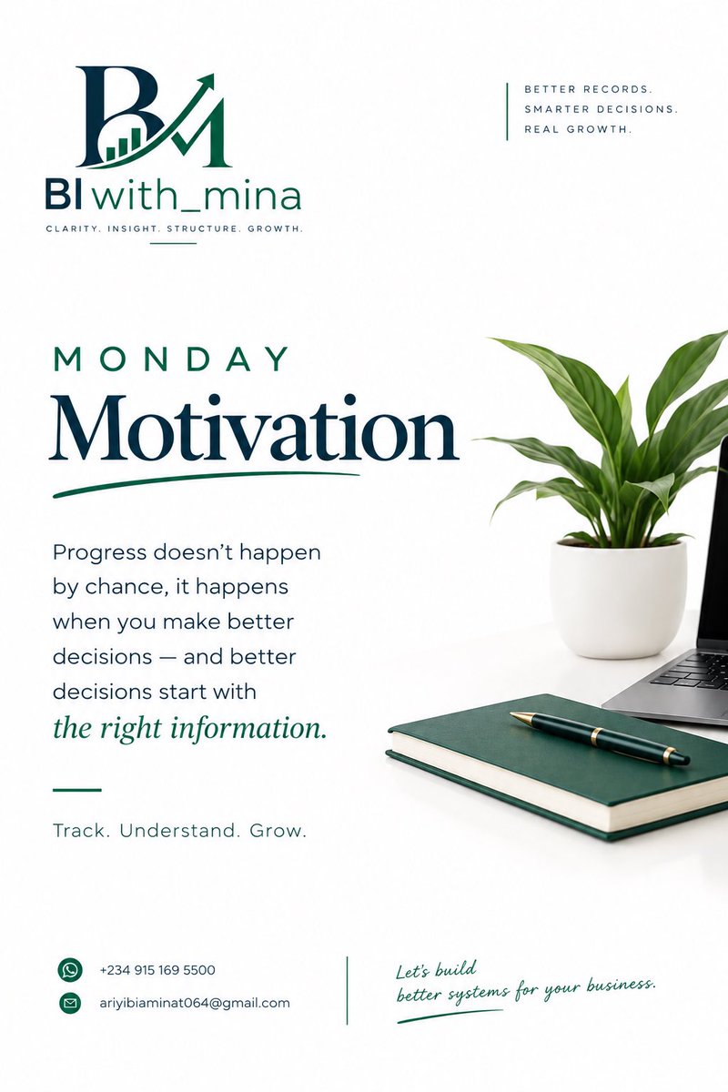 BIwith_mina's tweet photo. New week. Better questions. Better data. Better decisions. Let’s build! 

#monday https://t.co/LKKqC2iI8K