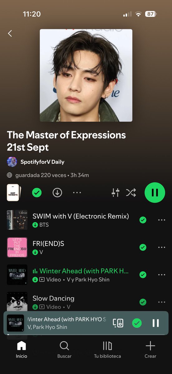 taeteamspain's tweet photo. And .. here is where we are…😞 

Winter Ahead gained 252,020 streams in the last 24 hours on Spotify.

The opportunity is still here. Let’s not look back wishing we had done more.

One goal. One focus. Taehyung. 

🔗https://t.co/oSNrL5NIUv

#STREAMFORV https://t.co/b1sl3Yb1pY