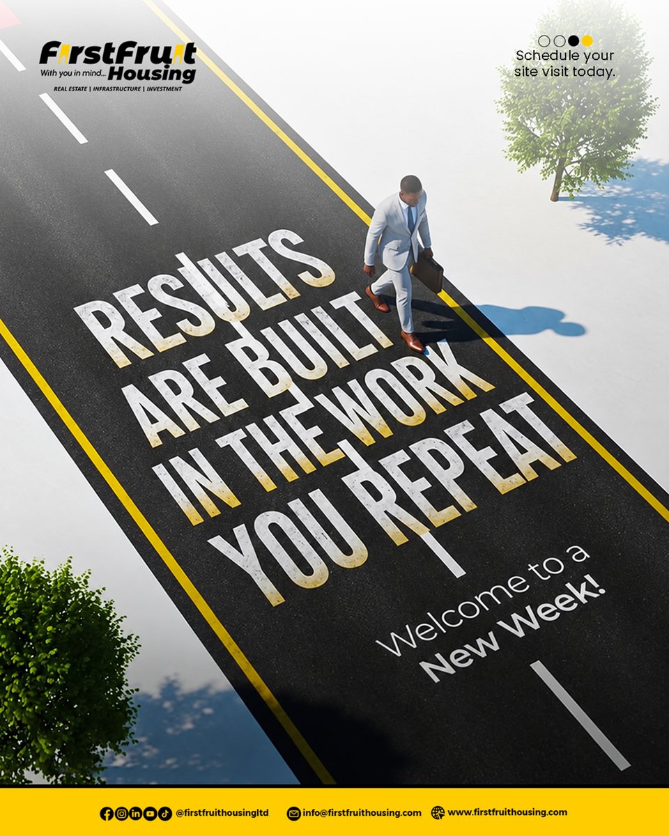 Firstfruitltd's tweet photo. As we begin a new week, stay focused, keep showing up, and keep taking steps toward your goals. Every effort counts, and every smart investment brings you closer to the future you desire.

#FirstfruitHousing #HappyNewWeek #RealEstateInvestment #AbujaRealEstate #LandInvestment https://t.co/IzuOvrm6Fz