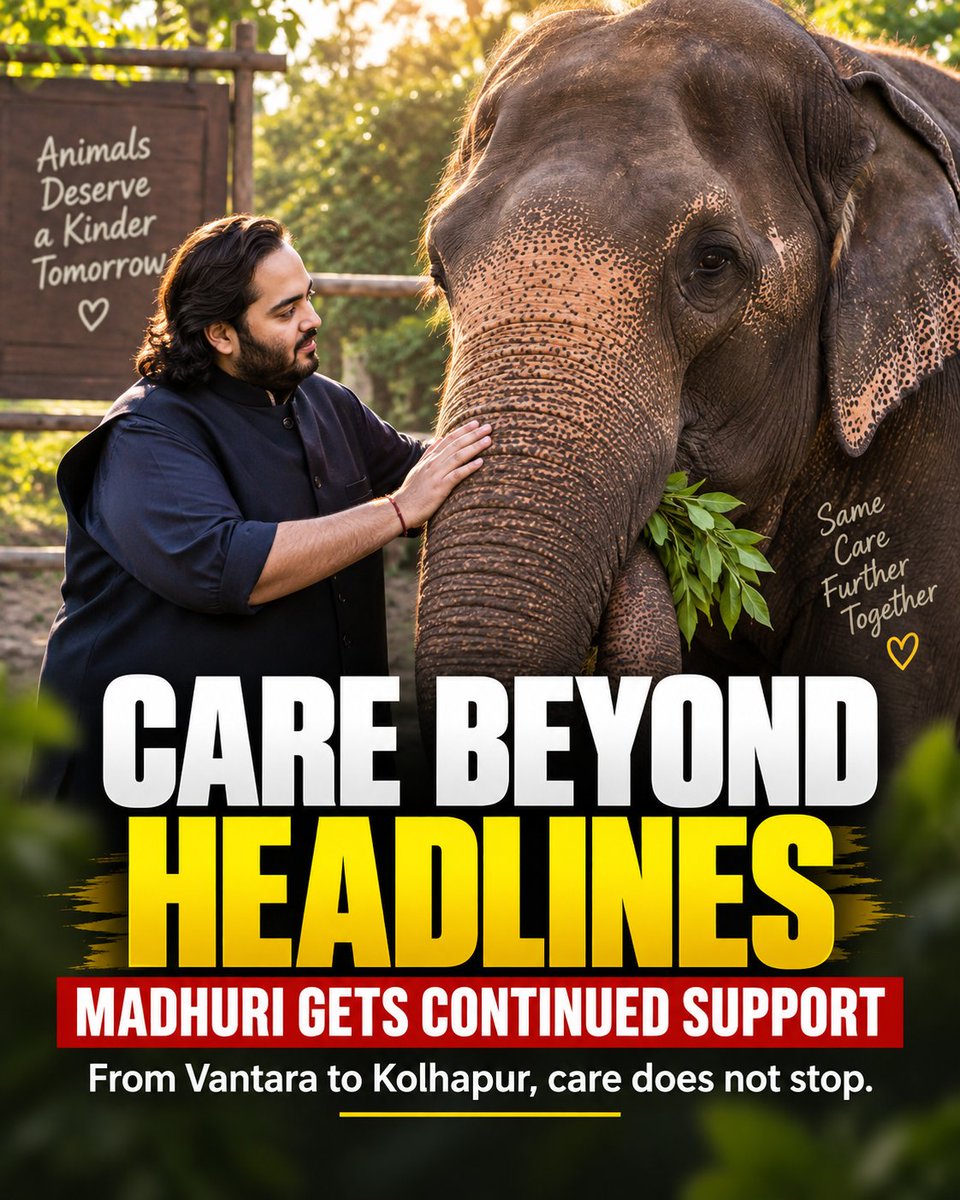 Rockyeighttelt's tweet photo. #MadhuriReturnsHome Madhuri's journey home reminds us that true care means putting their needs first. Anant Ambani's decision to return her to the wild shows real love isn't about possession—it's about responsibility. Nature's call, answered with compassion. https://t.co/2V2n8fwHK0