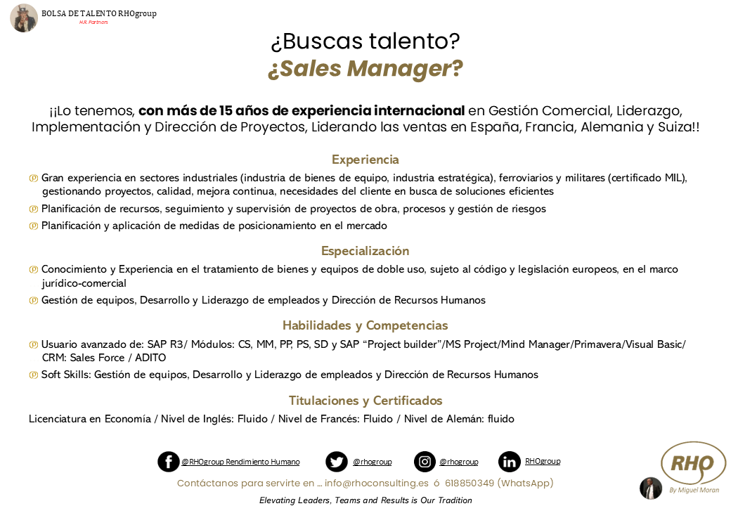 RhoGroup's tweet photo. ⭐ Encuentra el talento adecuado para acelerar tu próxima etapa⭐

Hoy abrimos la Bolsa de Talento para presentar el perfil de un “Sales Manager” o “Gerente Comercial”

El proyecto de la Bolsa de Talento de RHOgroup está liderado por @Mmoranrho https://t.co/eBAlqdJ4Cm