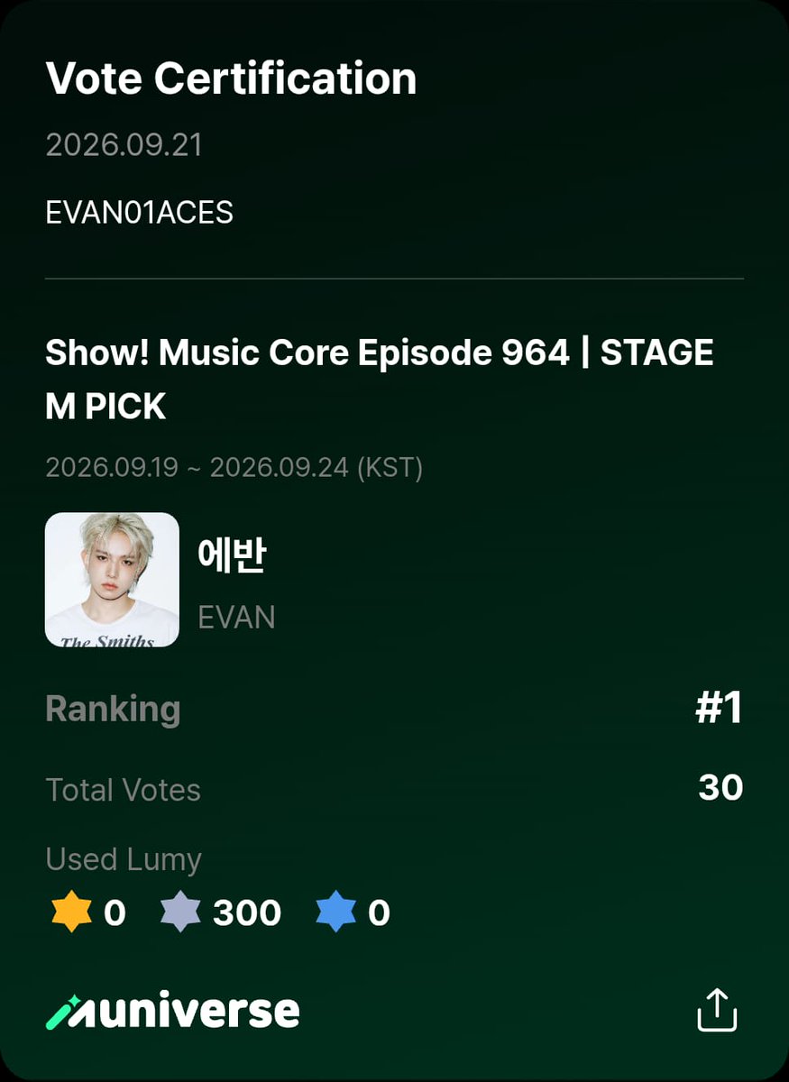 EVAN01ACE's tweet photo. evers, don’t forget to drop your daily attendance on MUNIVERS for Heeseung on Stage Mpick!

you can only vote 10 times a day with free Lumys, so make sure to drop them all every day! 🙏🏻 https://t.co/2Spabyf9ze