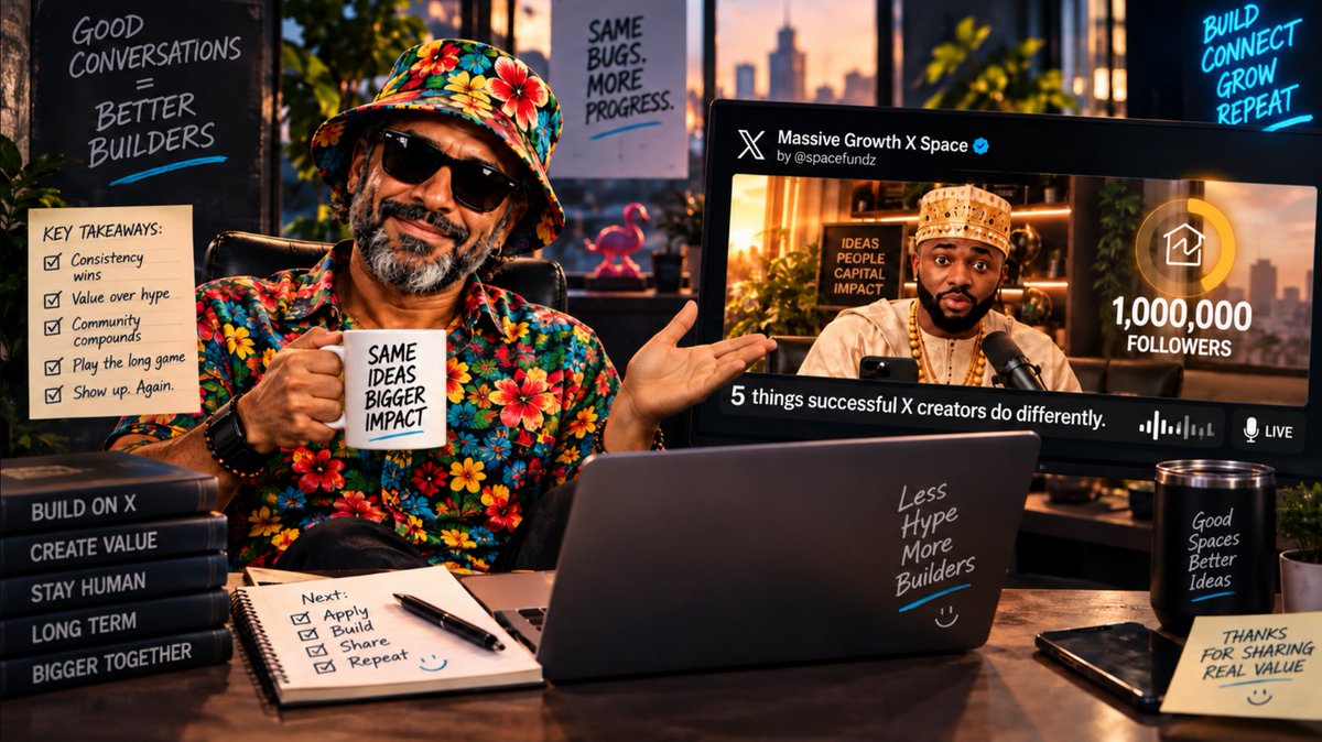 HeyDjekyll's tweet photo. @DigitalProfP @spacefundz @el2daquest Good morning 👋

I was just coding at my desk and somehow ended up in the Massive Growth X Space.
Not a bad detour. 😏
Good conversation, fresh ideas, and a few reminders worth keeping.

Thanks for the Space and the good energy.
nice week to all 🤙 https://t.co/cJTZwAWIXw