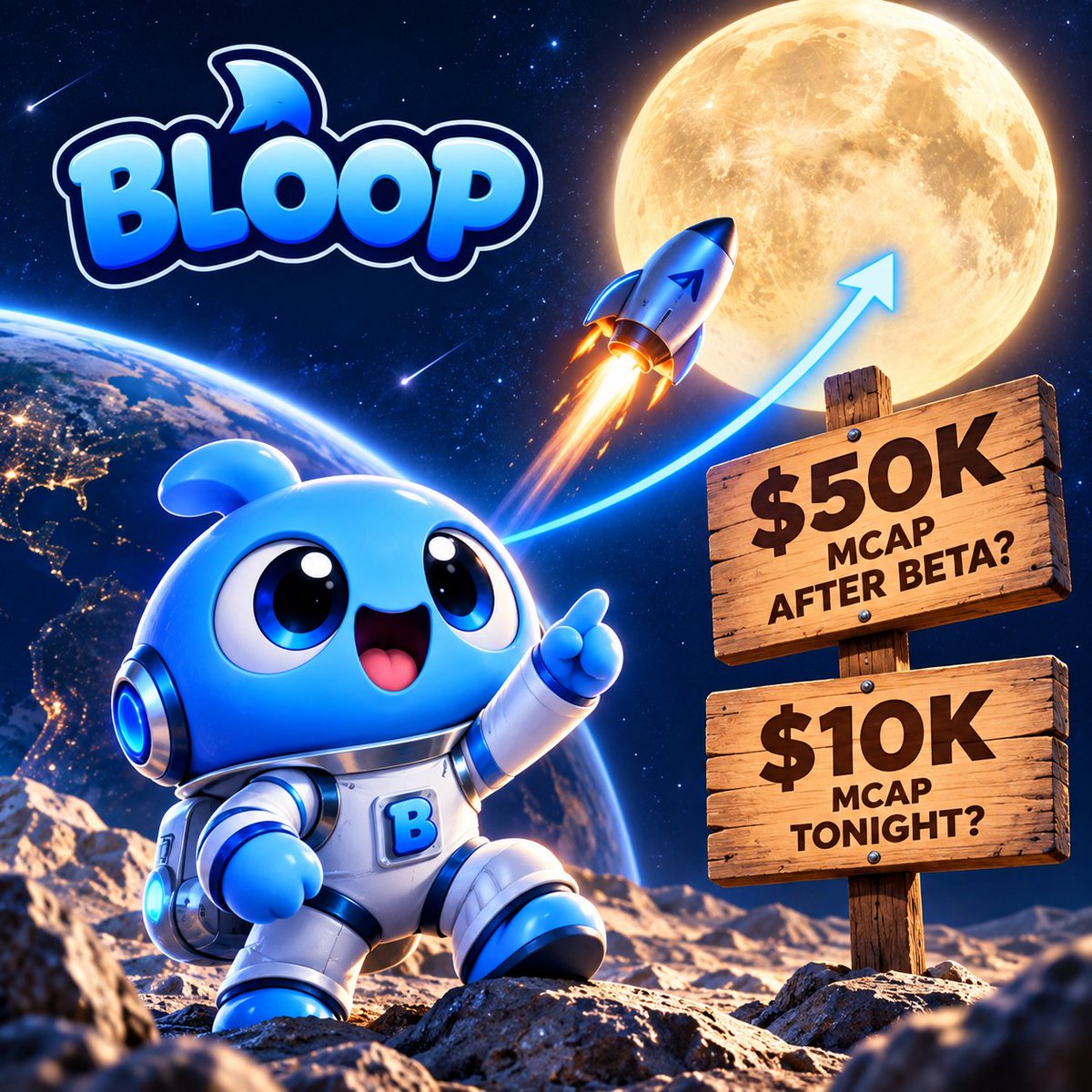 BloopHood's tweet photo. Do you think we can reach $10K MCAP tonight? And maybe $50K after the beta launches? Just wondering. 👀 https://t.co/W27dzel7W6