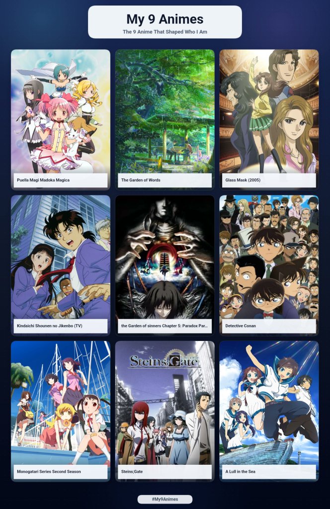 CasteloAZ_DR's tweet photo. My 9 anime🫡 #My9Animes https://t.co/Yc5uorXML7