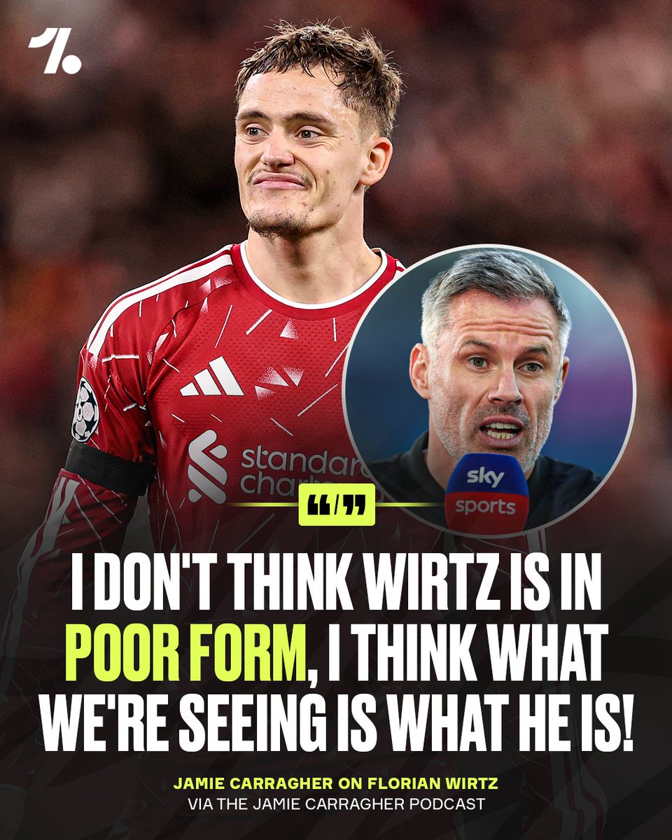 OneFootball's tweet photo. Jamie Carragher has launched a scathing review of Liverpool's  Florian Wirtz after the German midfielder put in another underwhelming display against Bournemouth in the Premier League 😳 https://t.co/3TT74LXK9y