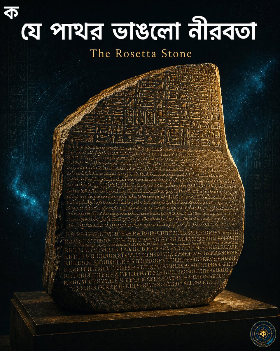 Kalanukrom's tweet photo. A stone that broke thousands of years of silence. Discovered in Egypt in 1799, the Rosetta Stone carried the same text carved in three different scripts, ancient Greek, Demotic, and Egyptian hieroglyphics. 

Follow @Kalanukrom for more.

#Kalanukrom #কালানুক্রম #RosettaStone https://t.co/fuLt64g08r
