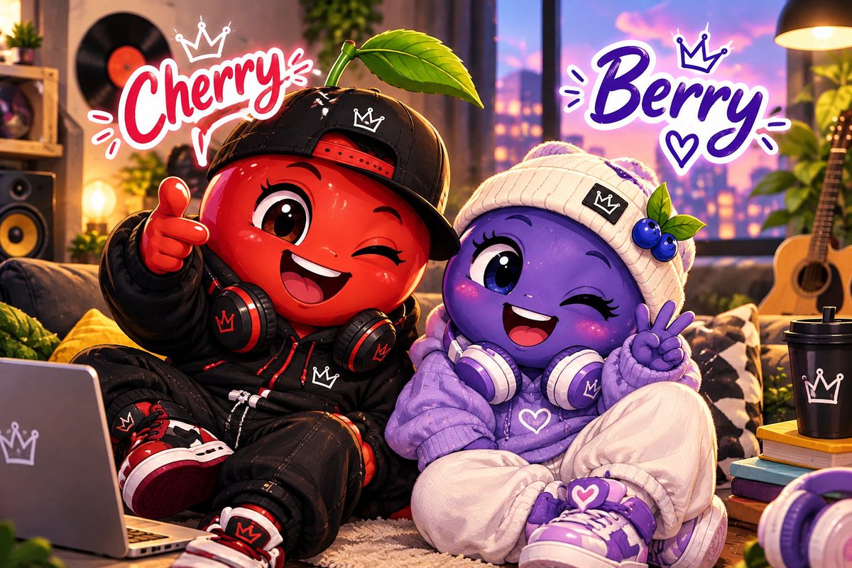 MeetCherryBerry's tweet photo. 🍒🫐 A little love from Cherry &amp; Berry! ❤️

Something is coming your way later today… 👀🎶

Stay close, keep the vibes alive, and let the music do the talking. 🎧🔥 https://t.co/q0f3bavELa