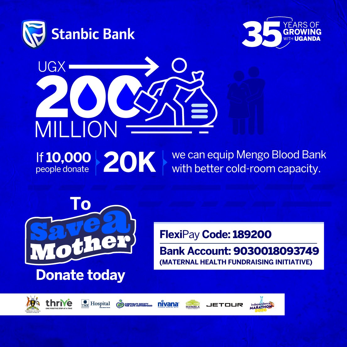 stanbicug's tweet photo. Can't run? Donate. 
Help save mothers from Postpartum Haemorrhage. (PPH)