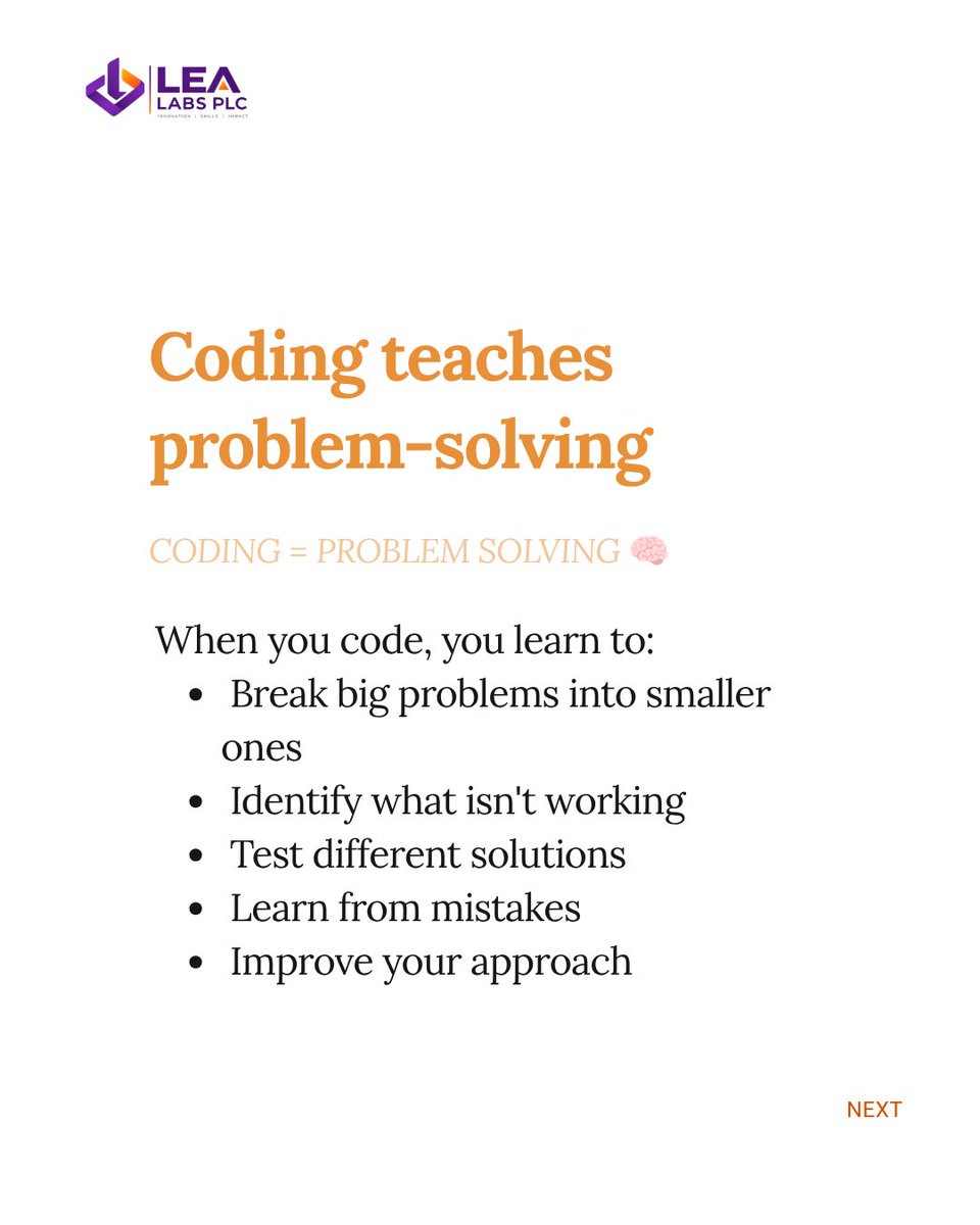 lea_labs's tweet photo. 💻 What is coding?

Simply put: coding is how we give instructions to computers.

Apps. Websites. Games. AI tools. Digital products.

Code helps turn ideas into things that work.

Swipe through our carousel to learn the basics 👇

Start curious. Keep building.

#Coding #LEALaba https://t.co/Am5U8CjB1d