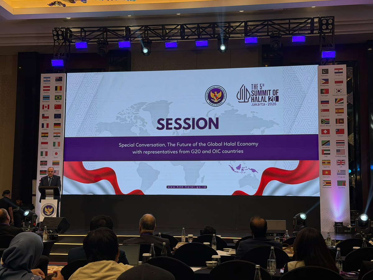 SMIICGS's tweet photo. H.E. Mr. Ihsan Övüt, SG of SMIIC, attended the 5th Halal 20 (H20) Summit, held in Jakarta, Indonesia, from 18–20 September 2026, and delivered a speech highlighting the importance of international cooperation and harmonized standards in strengthening the global halal ecosystem. https://t.co/DFuueqvIaP