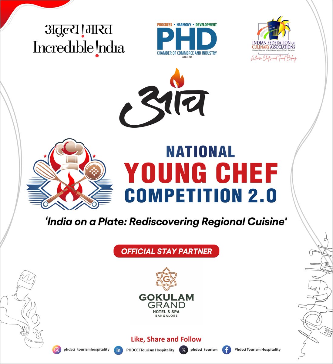 phdcci_tourism's tweet photo. We are delighted to welcome Gokulam Grand Hotel and Spa as the Official Stay Partner for PHDCCI’s ‘आंच’ – National Young Chef Competition 2.0 (South Zone).
#Aanch2.0 #NationalYoungChefCompetition #CATCH #YoungChefs #CulinaryExcellence https://t.co/uXpNJhU5ew