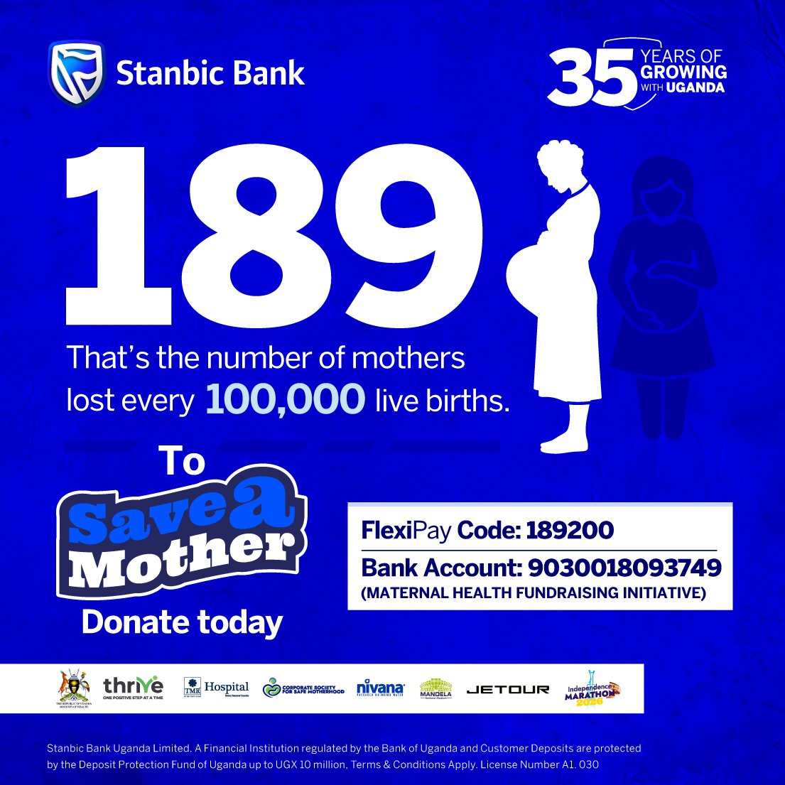 stanbicug's tweet photo. Can't run? Donate. 
Help save mothers from Postpartum Haemorrhage. (PPH)