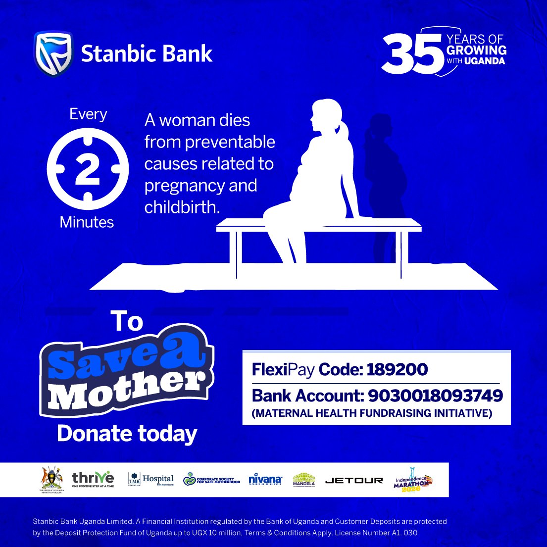 stanbicug's tweet photo. Can't run? Donate. 
Help save mothers from Postpartum Haemorrhage. (PPH)