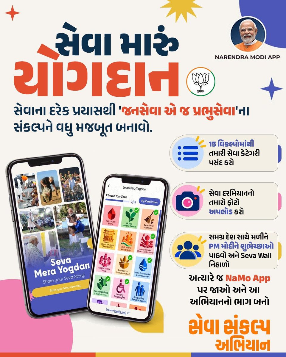 VinodChavdaBJP's tweet photo. સેવાના દરેક પ્રયાસથી 'જનસેવા એ જ પ્રભુસેવા'ના સંકલ્પને વધુ મજબૂત બનાવો.

અત્યારે જ NaMo App પર જાઓ અને આ અભિયાનનો ભાગ બનો

#SevaMeraYogdan
#SevaSankalpAbhiyan https://t.co/dPLVeqH1Hm