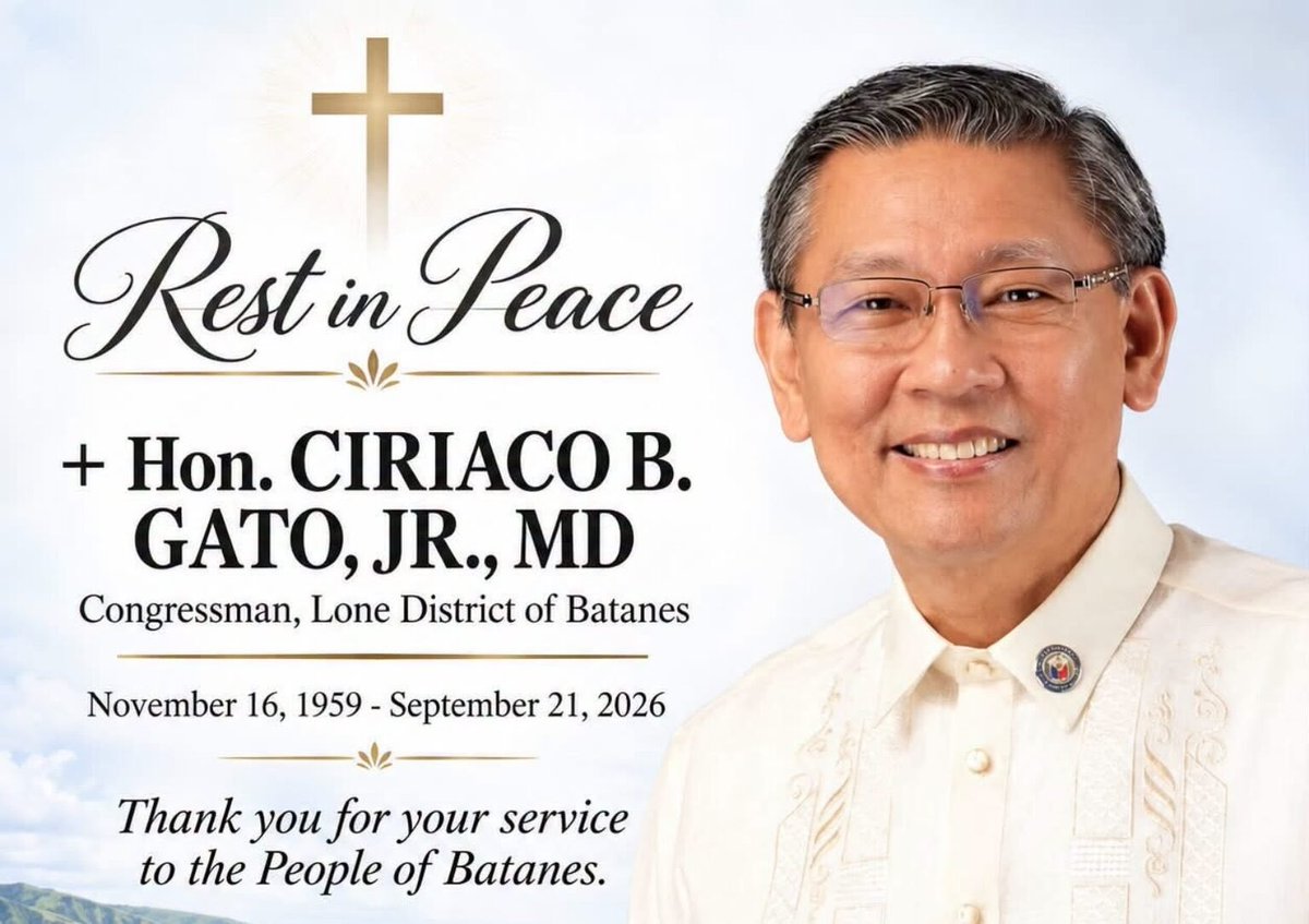 mdlc_11325's tweet photo. Another casualty from Pro-Impeachment Congressman Ciriaco Gato Jr of Batanes, dead at 66. He joined Acop in hell. Thanks to you #KaraDavid 💀 Sino kaya ang susunod na #DuterteDiehardHaters kay Mr Gato 🤣
ctto https://t.co/t4FXXrD2pJ