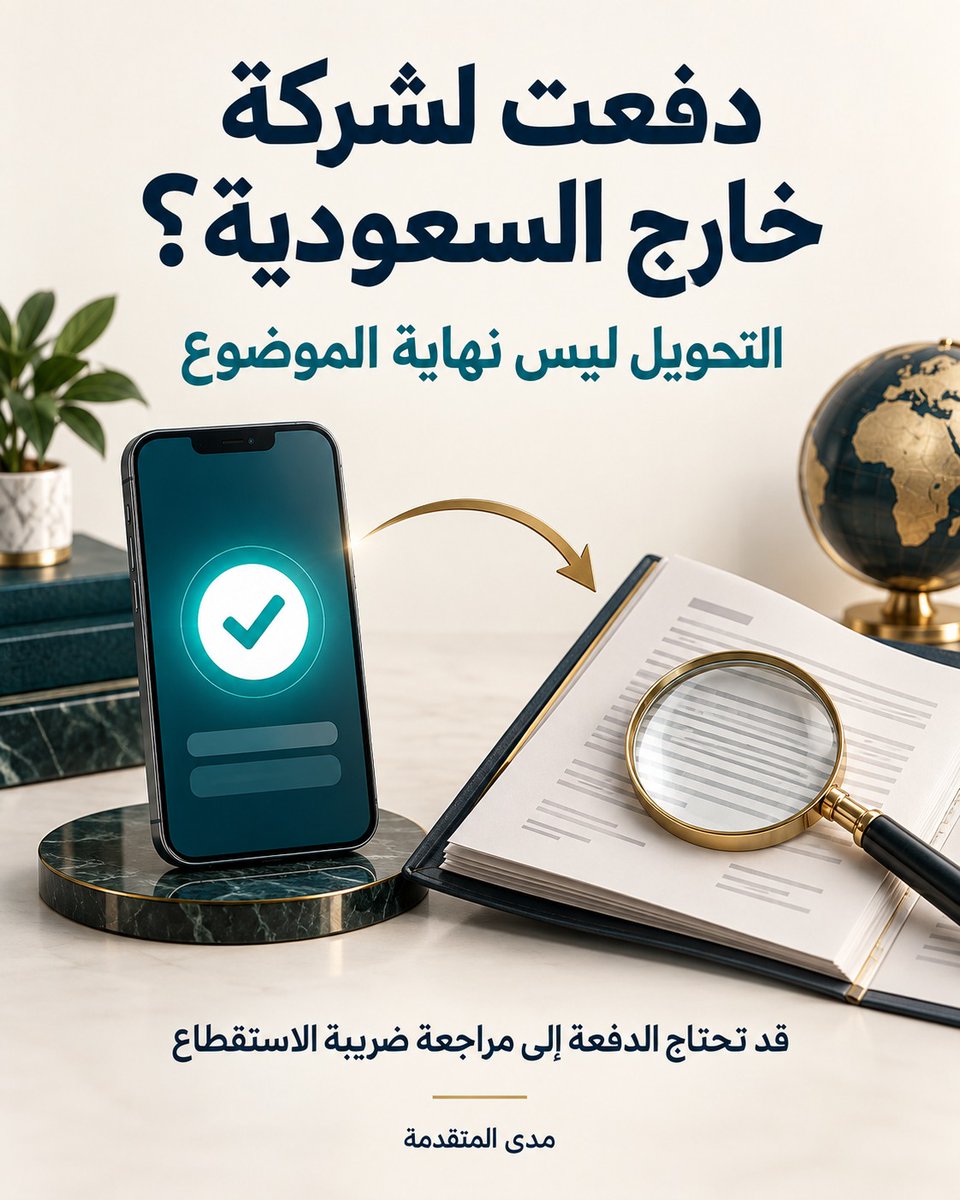 MadaTax's tweet photo. بل سداد دفعة لغير مقيم: اسم الخدمة وحده لا يحدد المعالجة.

لفريق المالية والمشتريات، ابدأوا بملف يوضح:
• من الأطراف وما صفة كل طرف؟
• ما طبيعة المقابل وفق العقد والفاتورة؟
• ما المستندات المتاحة لتفسير الدفعة؟
• ما السؤال الذي يحتاج إلى مراجعة قبل اعتماد المعالجة؟

مثال تنظيمي: إذا اختلف وصف المقابل بين العقد والفاتورة، اجعل الاختلاف سؤالًا واضحًا بدل اختيار وصف دون مستند.

هذه قائمة تجهيز للنقاش، وليست حكمًا على خضوع دفعة معينة أو تحديدًا لنسبة أو لتطبيق اتفاقية.

دليل مدى يساعدك على ترتيب وقائع الدفعة وأسئلة المراجعة:
https://t.co/LTnVHOCiI4