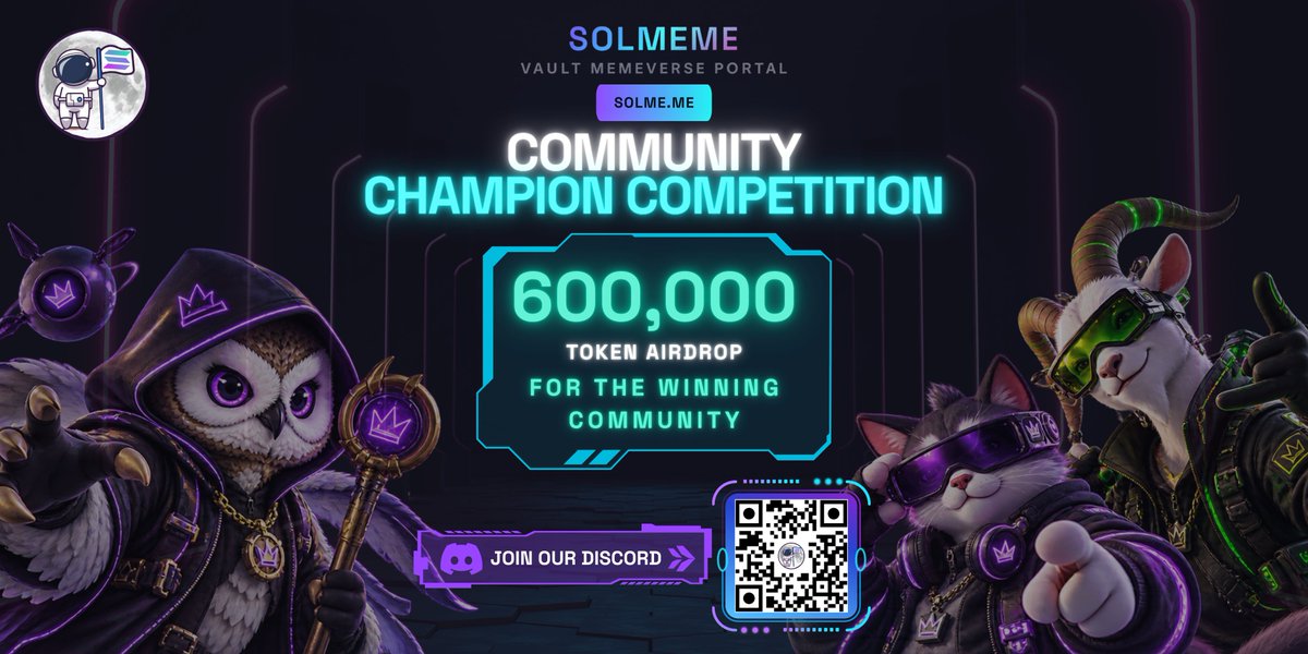 SOLMemeToken's tweet photo. YOUR COMMUNITY. YOUR XP. YOUR SHOT AT 600,000 TOKENS. 🏆

The Community Champion Competition is officially live.

Join your community, stack XP together, and compete for a 600,000 TOKEN reward pool. 🔥

Which community will come out on top? 👀

Enter the competition ↓
https://t.co/BzsUYWdwLv

#Solana #SOLMEME
