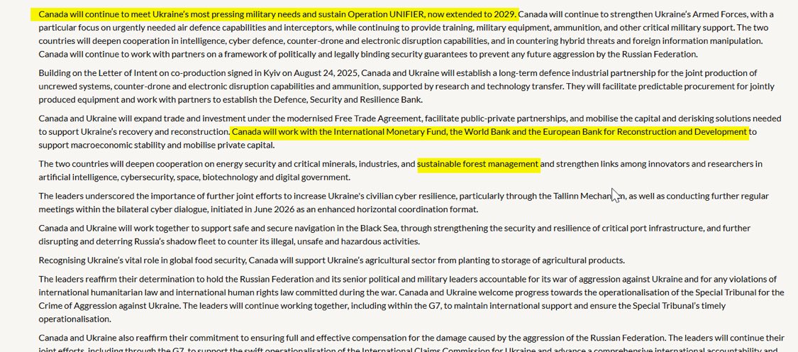thedsimieritsch's tweet photo. Carney just committed Canada to a 100-year agreement with Ukraine with no oversight from Parliament.

Canada will work with the World Bank, the same World Bank the Liberals gave $3.488 Billion to from 2015-2025 with little to no value for Canadians. https://t.co/fQ8yVQfrzN