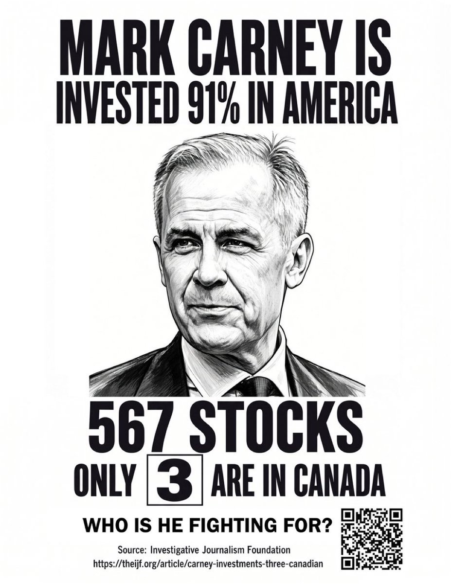 thedsimieritsch's tweet photo. How does Carney justify saying he's fighting for Canada when he doesn't have skin in the game?

If people start printing and pinning this on community boards that legally approve political posters, what happens to his 'elbows up' brand? https://t.co/Th4W4xk01V