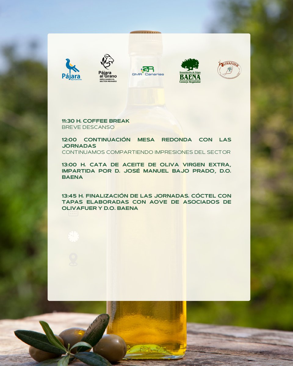 aytopajara's tweet photo. 🫒 Pájara impulsa el sector primario con las jornadas técnicas AOVE ‘Conectando territorios’.
👏 El programa incluirá mesas redondas sobre producción, innovación y comercialización, además de una cata de AOVE a las 13:00 horas.
#Pájara #SectorPrimario #AOVE https://t.co/rhb4aBMUs5