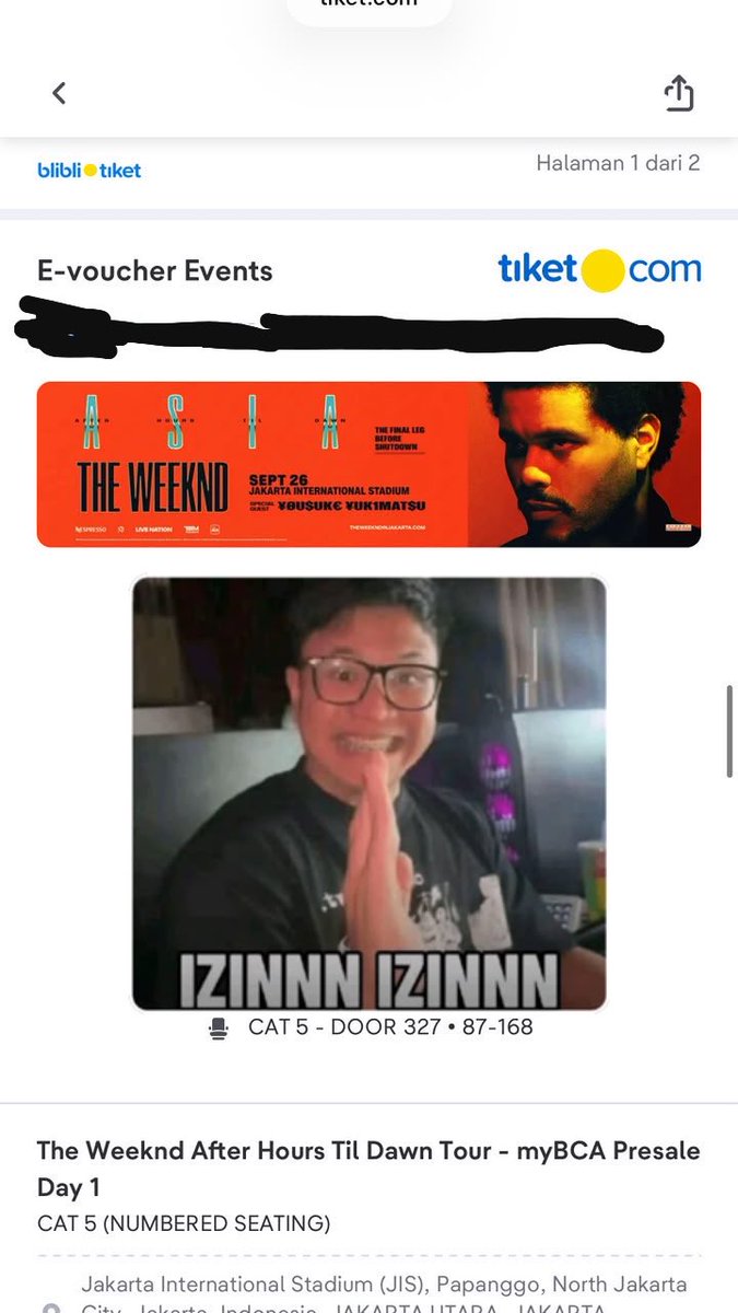 oouwel's tweet photo. WTS 3 TIX THE WEEKND CAT 5 DAY 1
Take all 4.8, bisa cod venue or cod sekitar tangerang https://t.co/cYAsw1LAo8