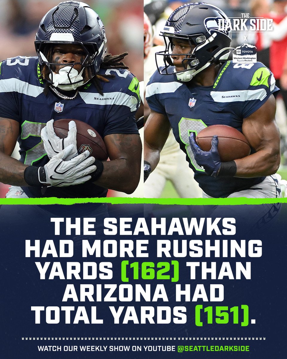 darksideseattle's tweet photo. Emanuel Wilson ran for 92 and rookie Jadarian Price rushed for 50 more.
The Seahawks ran it 40 times. https://t.co/SJFIHMcuVz