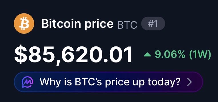 cryptolution101's tweet photo. 🚨JUST IN: bitcoin:native hits $85K with weekly close above $80K confirming bulls are in control. https://t.co/TJqM6cMIss