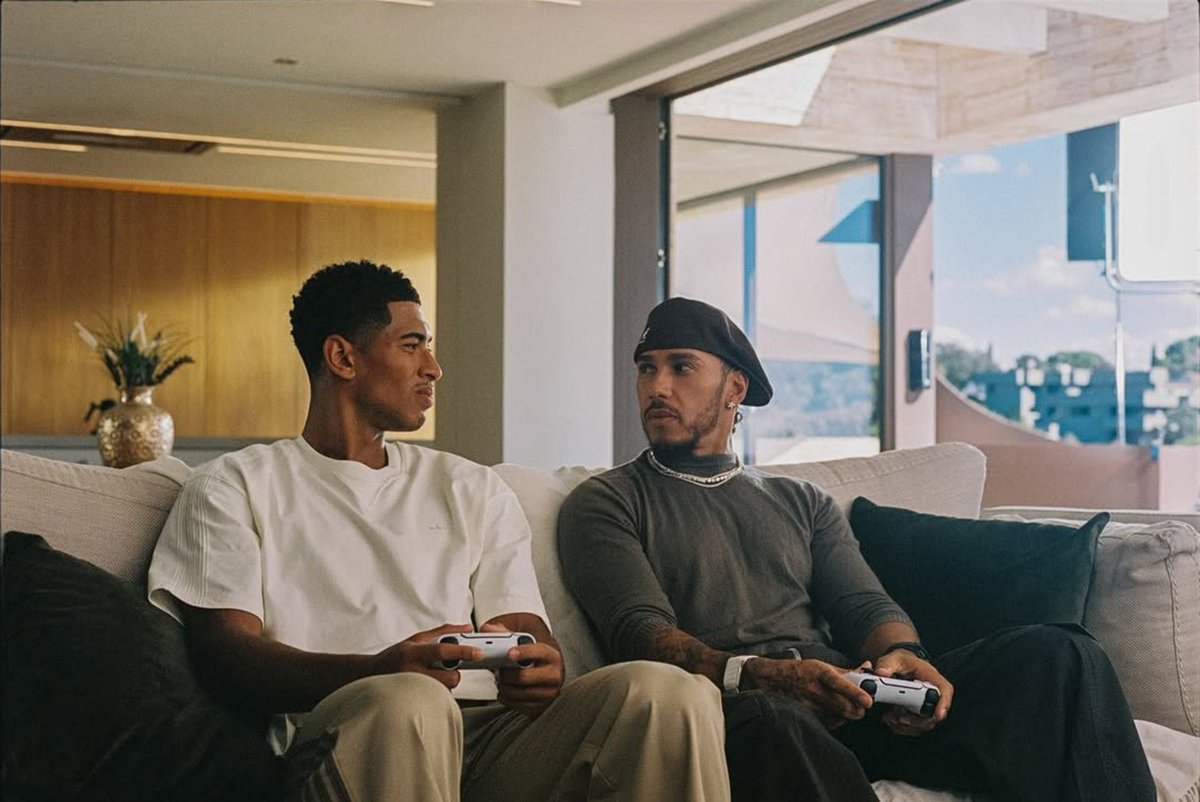 BellinghamBRA_'s tweet photo. 📷 Mais registros dos bastidores da campanha da EA Sports com Jude Bellingham e Lewis Hamilton. https://t.co/PJlaZyLPZp