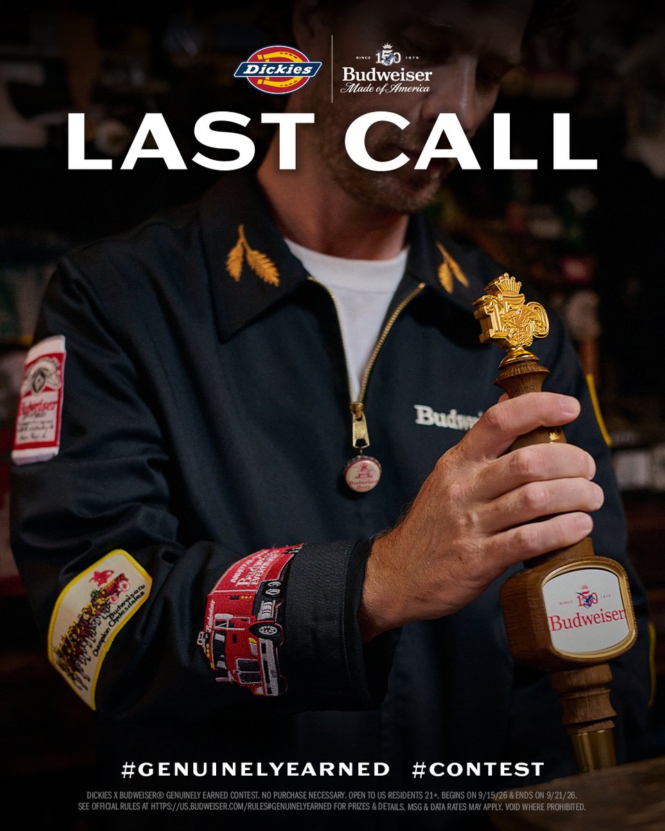 budweiserusa's tweet photo. If they deserve it, don't wait. ​​

Nominate the hardest worker you know (21+) using #GenuinelyEarned #Contest for your chance to win and reward them with a limited-edition @Dickies x Budweiser Jacket. https://t.co/np8a7ZJTjm