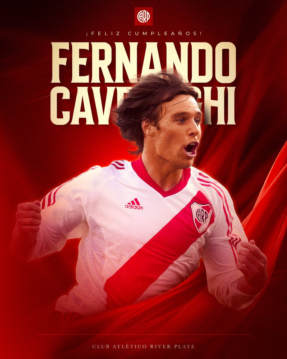 RiverPlate's tweet photo. Goles, títulos y la vida por estos colores ⚪🔴⚪

🎂 ¡Feliz cumpleaños, Cavegol! https://t.co/2uvqaTeKvh