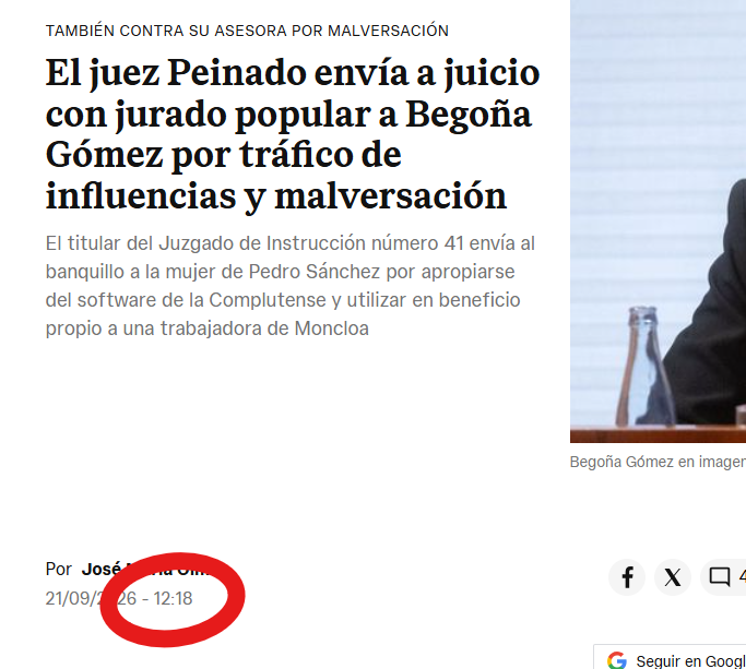 chemadepablo's tweet photo. 🧐
El Auto de apertura de juicio oral en el Caso Begoña Gómez ya se había filtrado a la prensa al menos a las 12:18 de esta mañana.
El Juzgado no lo envió a las partes para su notificación hasta las 12:44. https://t.co/w42sXVn2dV