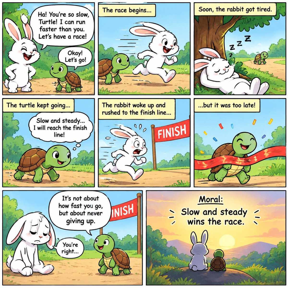 popularpup11831's tweet photo. 🐢🐰 Slow and steady wins the race! 🏁 Never give up, stay focused, and keep moving forward. 💚✨
#RabbitAndTurtle #AnimalComic #FunnyAnimals #MoralStory #NeverGiveUp https://t.co/gfvrxCVi0a