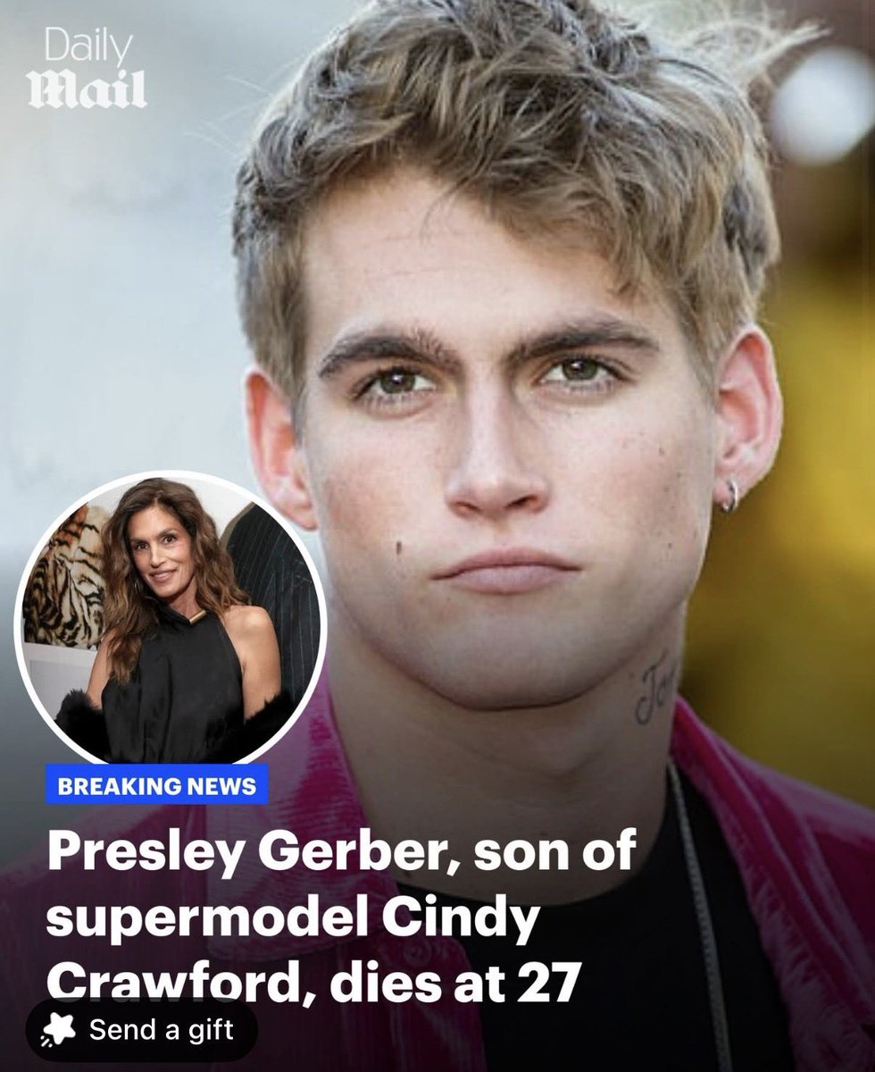 egg335374's tweet photo. Presley Gerber, spawn of Cindy Crawford and Randy Gerber, reported dead at 27.

So Presley is now officially a member of the infamous invert ''27 club''.

Ok sure 🙄

Another troon gone too soon. https://t.co/gEHYq0wOcn
