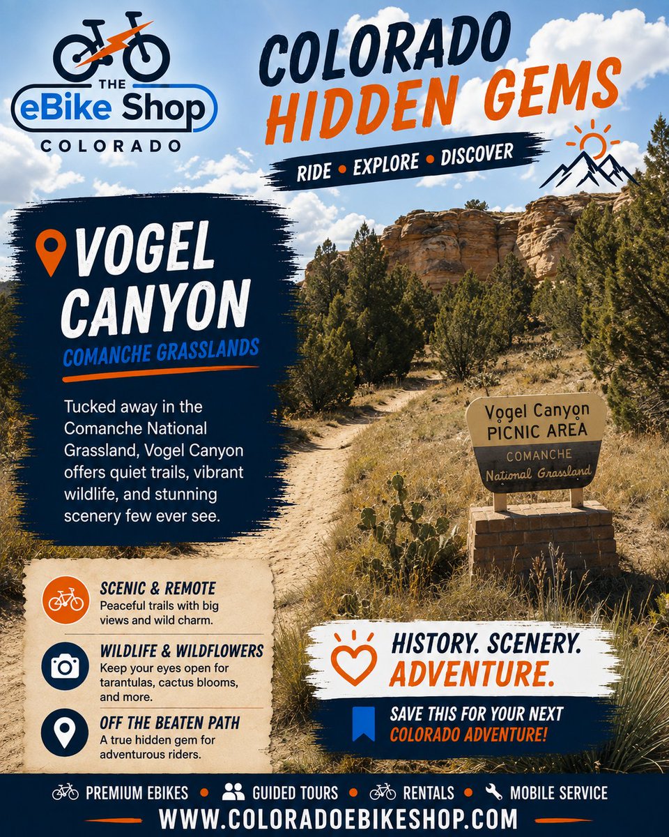 AdventureAmps's tweet photo. Vogel Canyon is a southeastern Colorado hidden gem. Rugged canyon walls, quiet trails, historic ruins, rock art and traces of the Santa Fe Trail, all just south of La Junta.
Adventure isn’t only found in the mountains.
#ColoradoHiddenGems #VogelCanyon #DoColoradoRight https://t.co/8NlG6PzZ7i