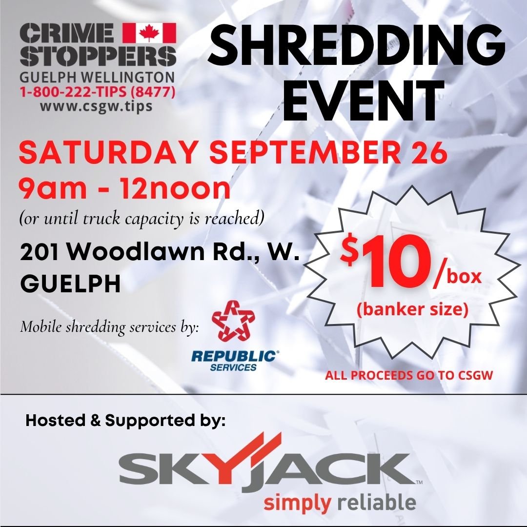 CSGWtips's tweet photo. This is the week! Make sure you spread the word to help reduce the chance of #IdentityTheft happening to your family and friends. Thank you @SkyjackInc for hosting and sponsoring!
#Guelph https://t.co/7QaSLES6JD