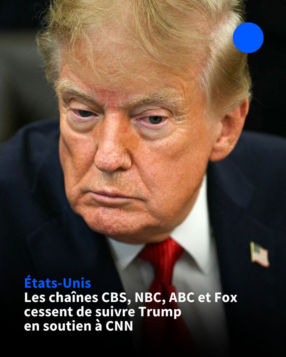 afpfr's tweet photo. 🎤 En soutien à CNN, écartée de la Maison Blanche par Donald Trump, les quatre autres chaînes américaines constituant le "pool" présidentiel, CBS, ABC, NBC et Fox, ont décidé de cesser leur couverture, selon un communiqué. https://t.co/R5nsh0IVK4