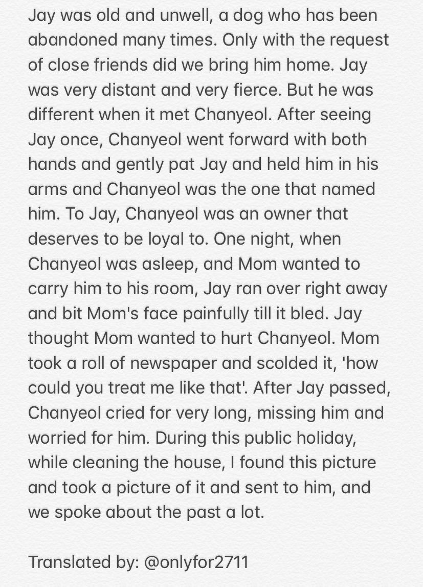 noloeynohappy's tweet photo. pas nonton chanyeol nangis pas dihipnotis tadi jadi keinget cerita chanyeol bareng anjingnya yg namanya jay😭

dr kecil sampe segede sekarang, bahkan di kehidupan sebelumnya pun dia sayang banget sama hewan (anjing)🥺 https://t.co/OLU5t4OoOH