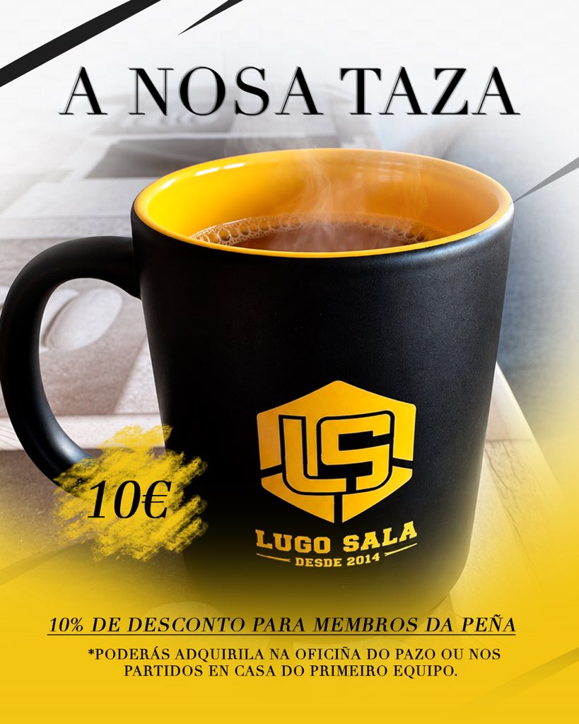 ADCLugoSala's tweet photo. ☕ Xa podes facerte coa taza oficial do #LugoSala e levar as nosas cores tamén aos teus almorzos! 

💰 Prezo: 10 €
🔥 10 % de desconto para membros da Peña "Os do Pazo". 

📍 Conséguea na oficiña do Pazo de Feiras ou nos partidos da casa do primeiro equipo.

#MedrandoDendeCasa https://t.co/OZM3YD88Ae