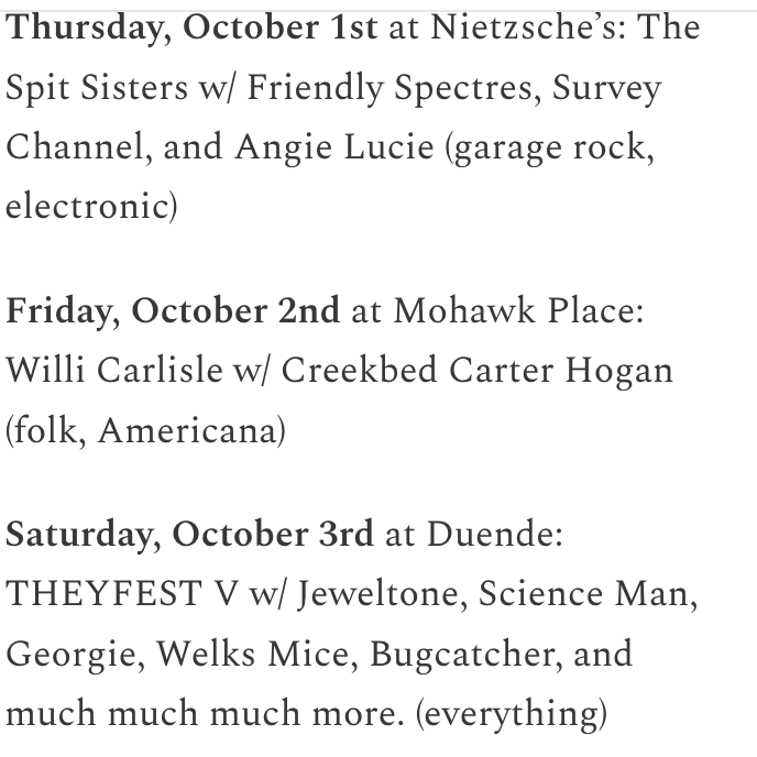 buffablog's tweet photo. Did you know we run a monthly newsletter?

October's issue is a big one: we’ve got a full breakdown of the must-see local shows for October, a snapshot of our latest album of the week(s), and some pretty huge news about a future buffaBLOG project.

https://t.co/NOo469vCPM https://t.co/71R7vCsZxR
