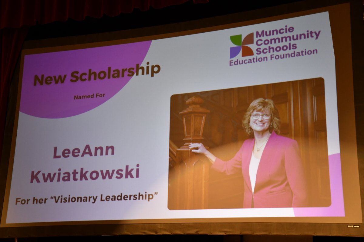 MuncieSchools's tweet photo. Friday's BSU-MCS Education Summit included a surprise for former CEO Lee Ann Kwiatkowski. "Dr. K" was honored for her visionary leadership of MCS. She began the move to form the Education Foundation, which honored her with a plaque and a new scholarship in her name. https://t.co/fDaOwyQpzc