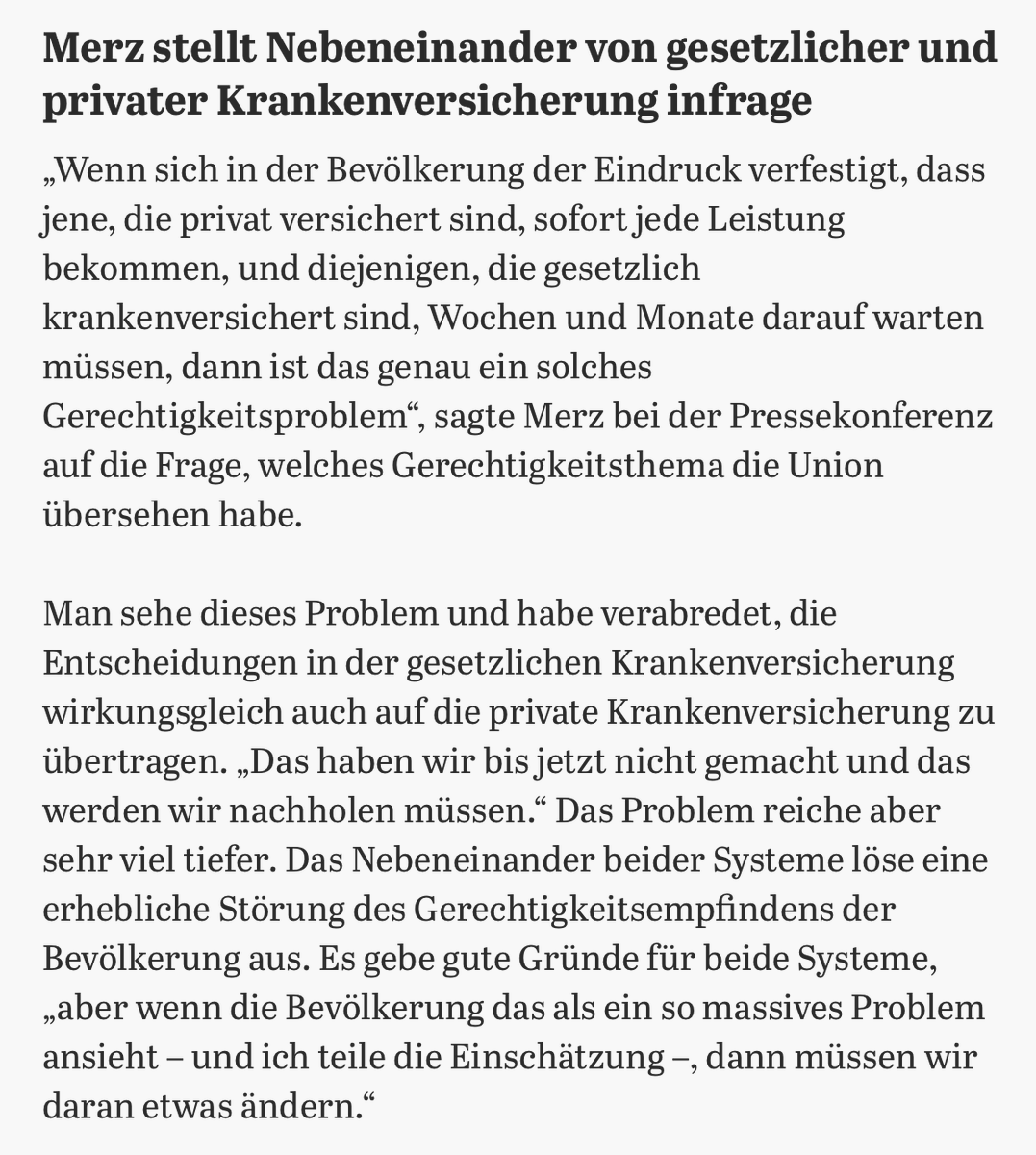 derhagemann's tweet photo. Die Politik will mal wieder etwas noch schlechter machen, rette sich wer kann.

Vielleicht ist gar nicht das Nebeneinander von privater und gesetzlicher Krankenversicherung das eigentliche Problem, sondern das völlig kaputte ärztliche Vergütungssystem?

Warum habe ich auf meiner Arztrechnung von 1996 eine Vergütung für "Beratung" in Höhe von 20,98 DM und heute, 30 Jahre später sind es 10,72 Euro?

Das ist doch vollkommen irre.