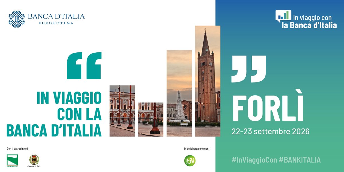 bancaditalia's tweet photo. 🚉il 22 e il 23 settembre #InViaggioCon #Bankitalia arriva a Forlì.
🗓️ 22 settembre, ore 17.30 | Moneta, innovazione e sicurezza nei pagamenti
📍 Ex Chiesa di San Giacomo - Piazzale Guido da Montefeltro, 12
🗓️ 23 settembre, dalle ore 9.30 | Open day
📍 Forlì, Filiale della Banca d’Italia - Corso della Repubblica, 36
🗓️ 23 settembre, ore 15.00 | Truffe nei pagamenti elettronici
📍 Forlì, Filiale della Banca d’Italia - Corso della Repubblica, 36
👉 https://t.co/419iHRcvWL
#EducazioneFinanziaria