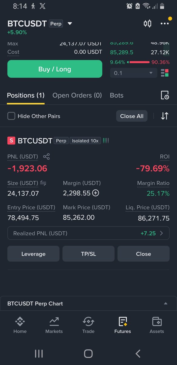 Stomp003's tweet photo. @CryptoBroAlerts Do you think im getting liquidated? Help https://t.co/iIwk2oX2tX