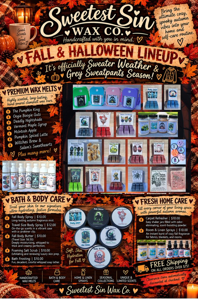Dani3ll3Marie3's tweet photo. Sweater Weather &amp; Grey Sweatpant season is officially here🍂✨

If your home isn't smelling like cozy autumn goodness yet, let’s fix that! From handcrafted wax melts, bath, body, &amp; especially home.. I have your fall refresh covered!

Bring the cozy home
👉 https://t.co/qQ97CRF81D https://t.co/SoXW4aVAGp