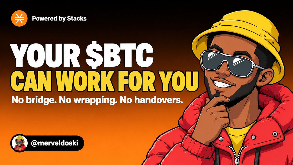 merveldoski's tweet photo. What if your bitcoin:native   could work for you without ever leaving your wallet?

No bridge. 

No wrapping. 

No handing your keys to anyone.

That mechanism just went live on Bitcoin 🧵 https://t.co/XAkMKcxlfm