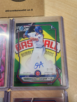 HerkyHam's tweet photo. If you are not breaking with @GrandSalamiSC then what are you doing??? (Plus Bert and his crew finally hit for me, thank you Bert, but jeez took you long enough.) #GoCubsGo #OwenAyers #BowmanChrome #Bowmania https://t.co/tb1fI991lf